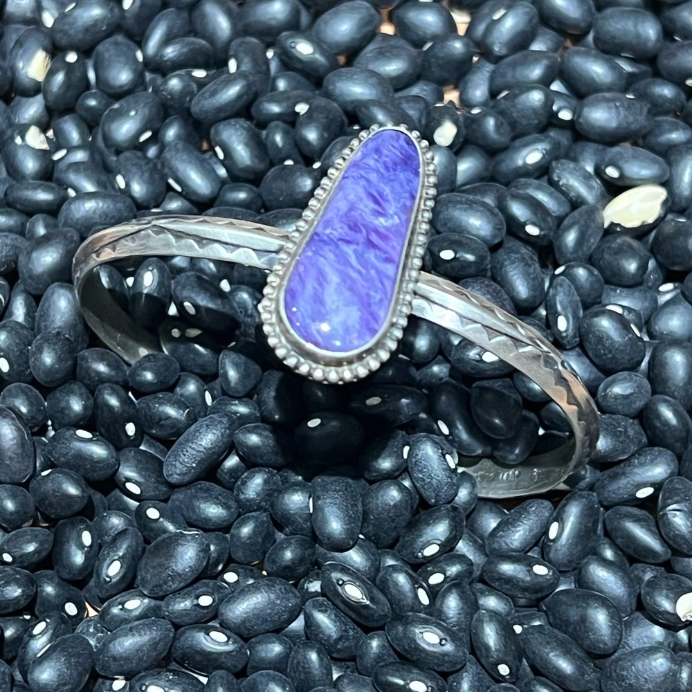 NA made sterling silver Charoite stacker cuff